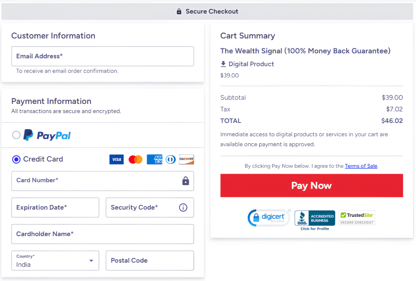 the-wealth-signal Checkout Page